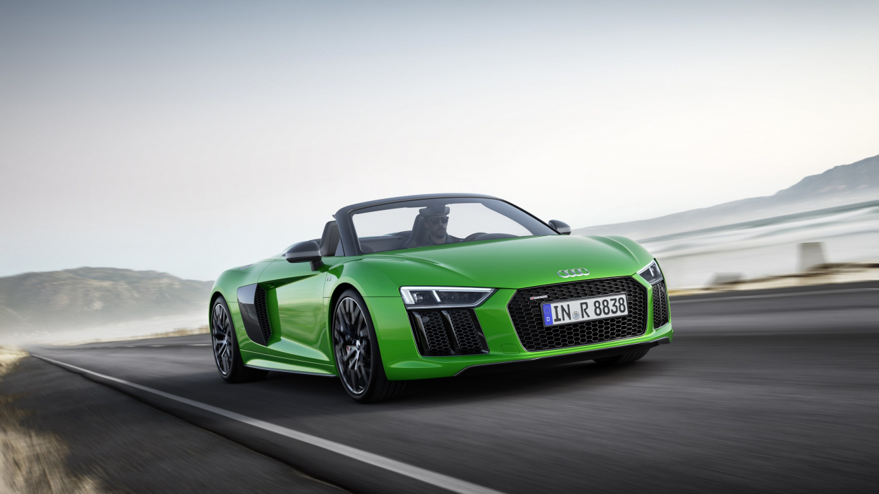 Обои Ауди R8 Спайдер, audi, авто, двигатель V10, суперкар в разрешении 1280x720