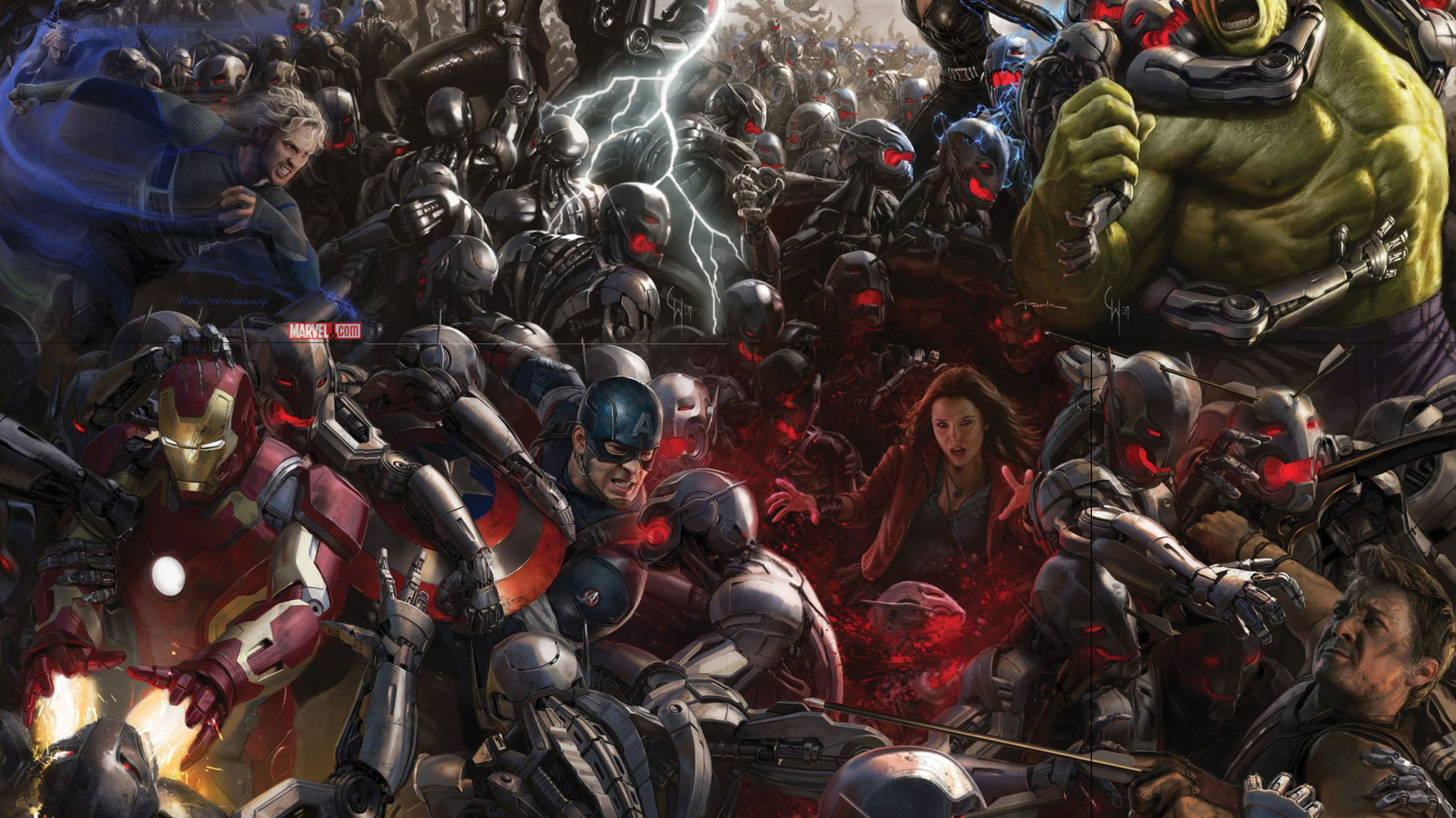 Обои Клинт Бартон, Альтрон, мститель, супергерой, битва в разрешении 1920x1080