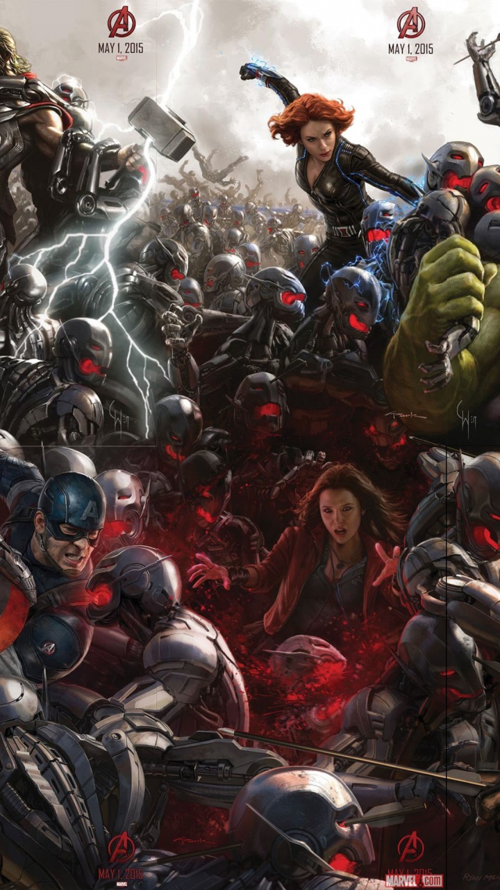 Обои Клинт Бартон, Альтрон, мститель, супергерой, битва в разрешении 720x1280