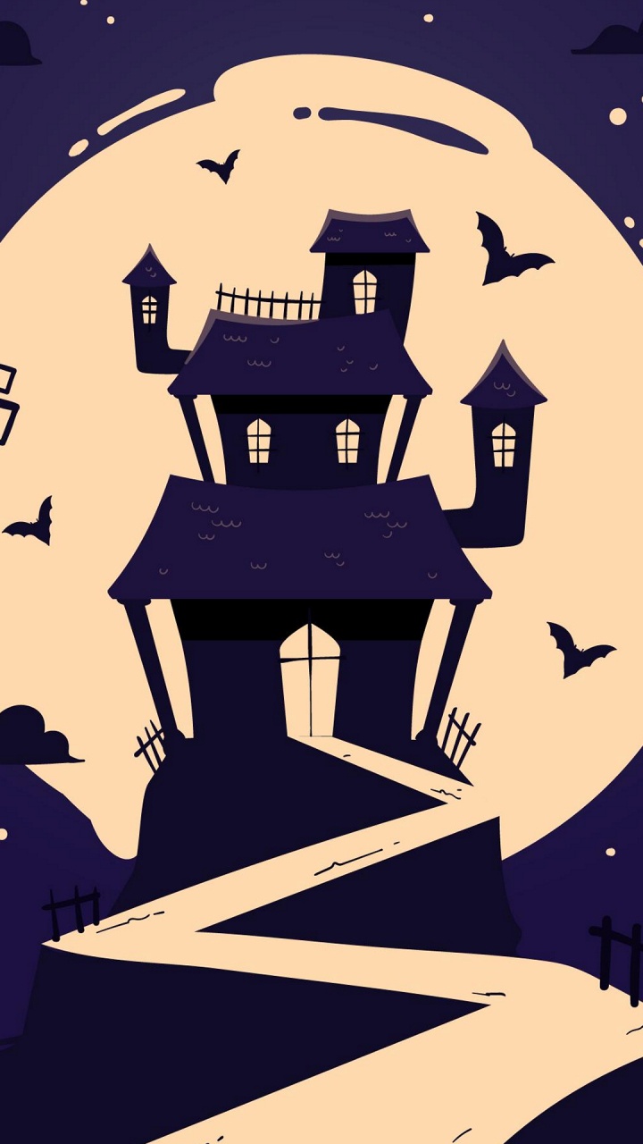 Обои мультфильм, графика, Юмор, дом с привидениями, векторная графика в разрешении 720x1280