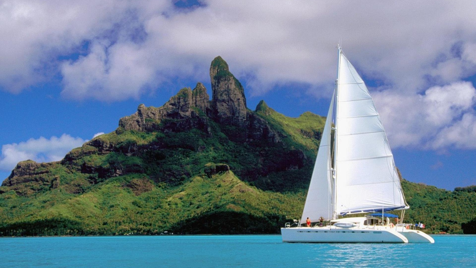 Обои борабора, парусная шлюпка, лодка, Раиатеа, яхта в разрешении 1920x1080