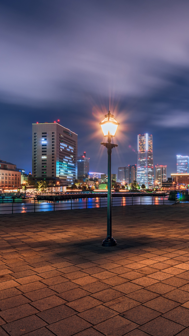 Обои ночь, город, городской район, линия горизонта, городской пейзаж в разрешении 750x1334