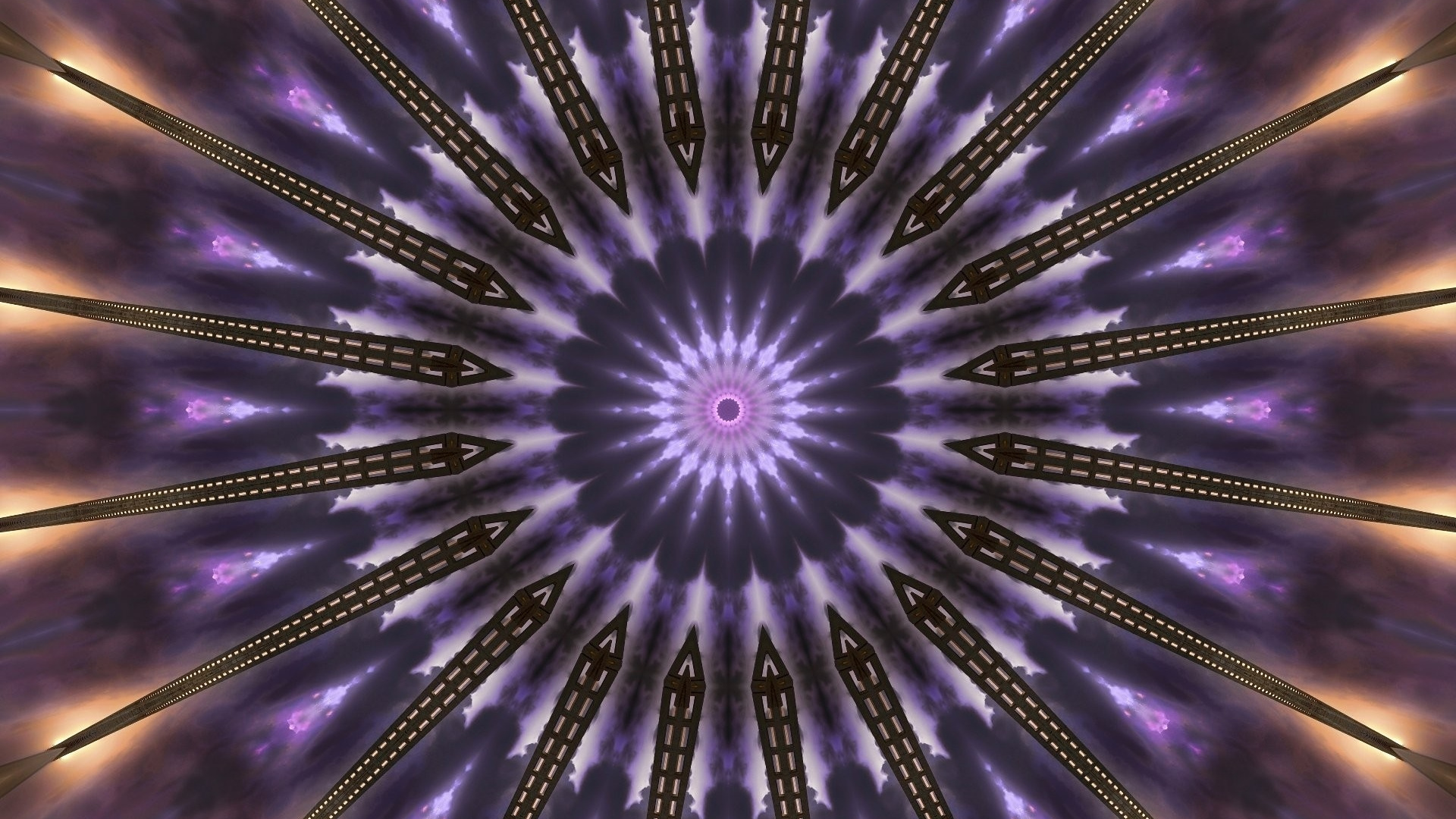 Обои пурпур, фрактальное искусство, Фиолетовый, свет, симметрия в разрешении 1920x1080