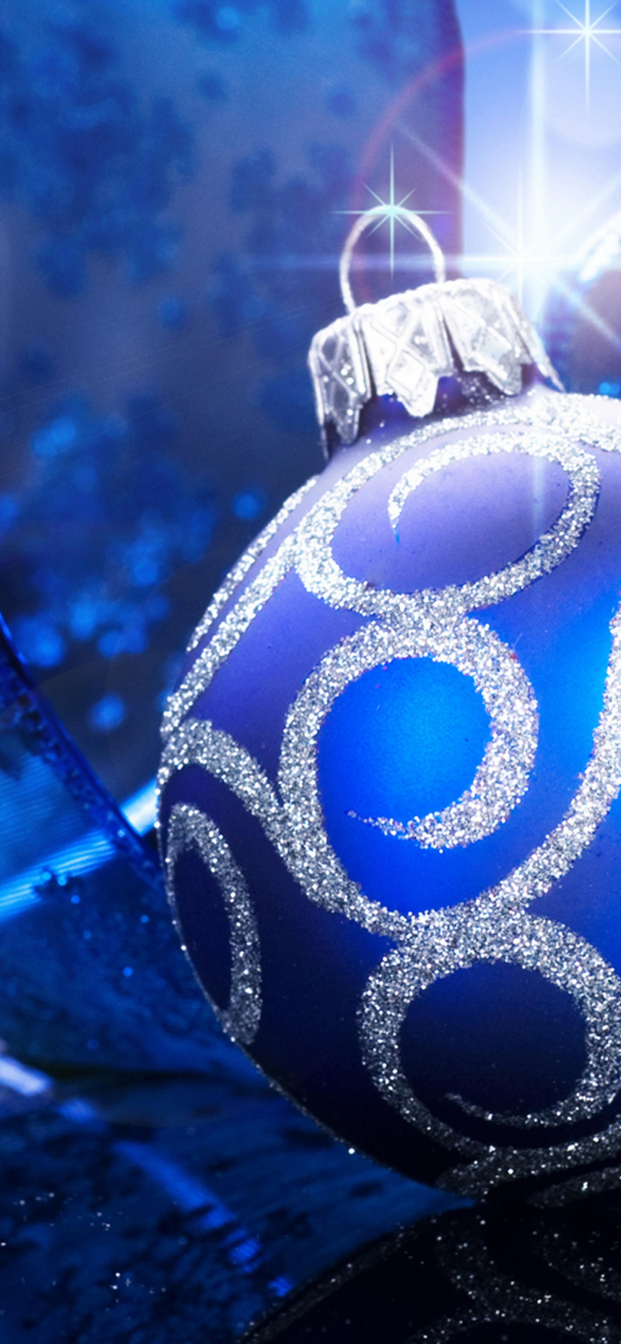 Обои Рождественский день, рождественский орнамент, Новый год, синий, синий кобальт в разрешении 1242x2688