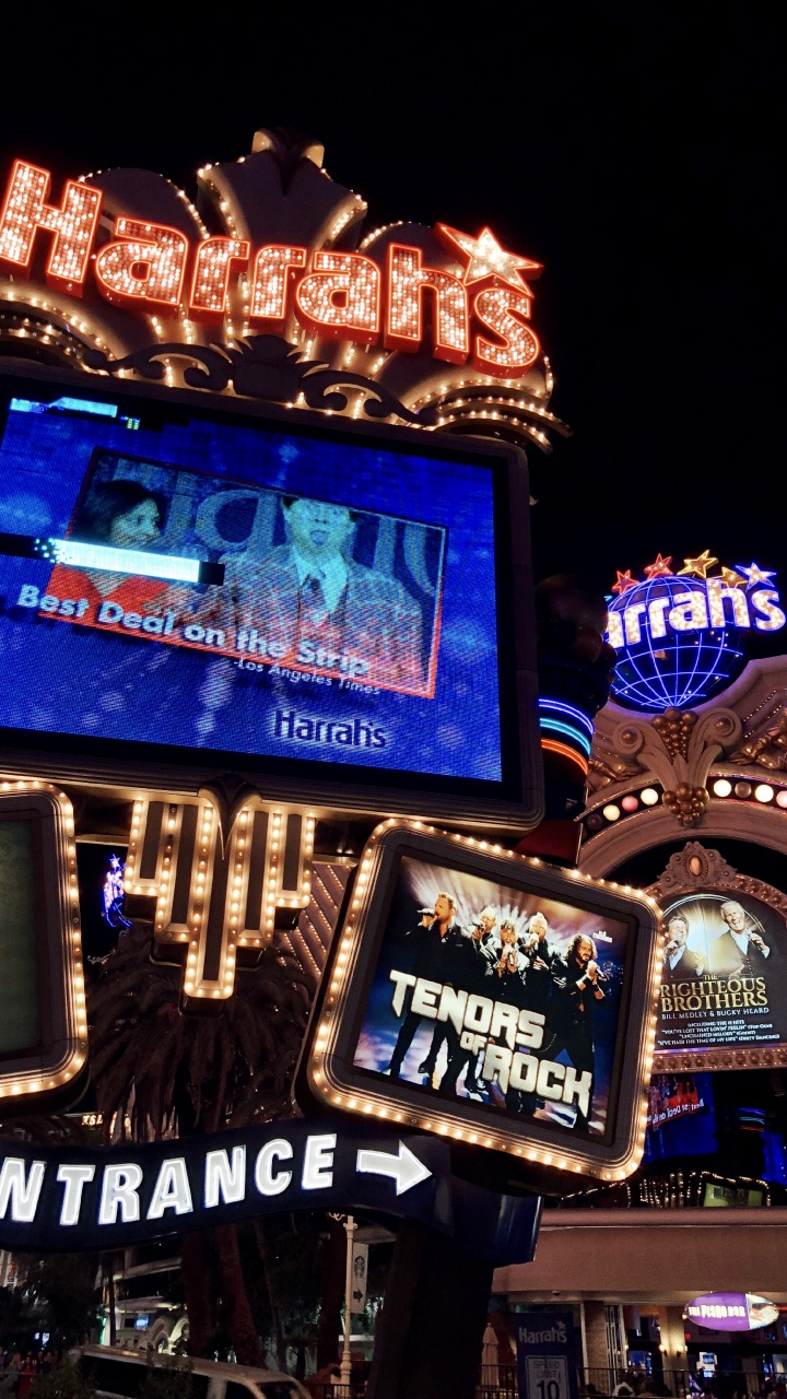 Обои Лас Вегас, США, Лас Вегас стрип, неоновая вывеска, ночь в разрешении 720x1280