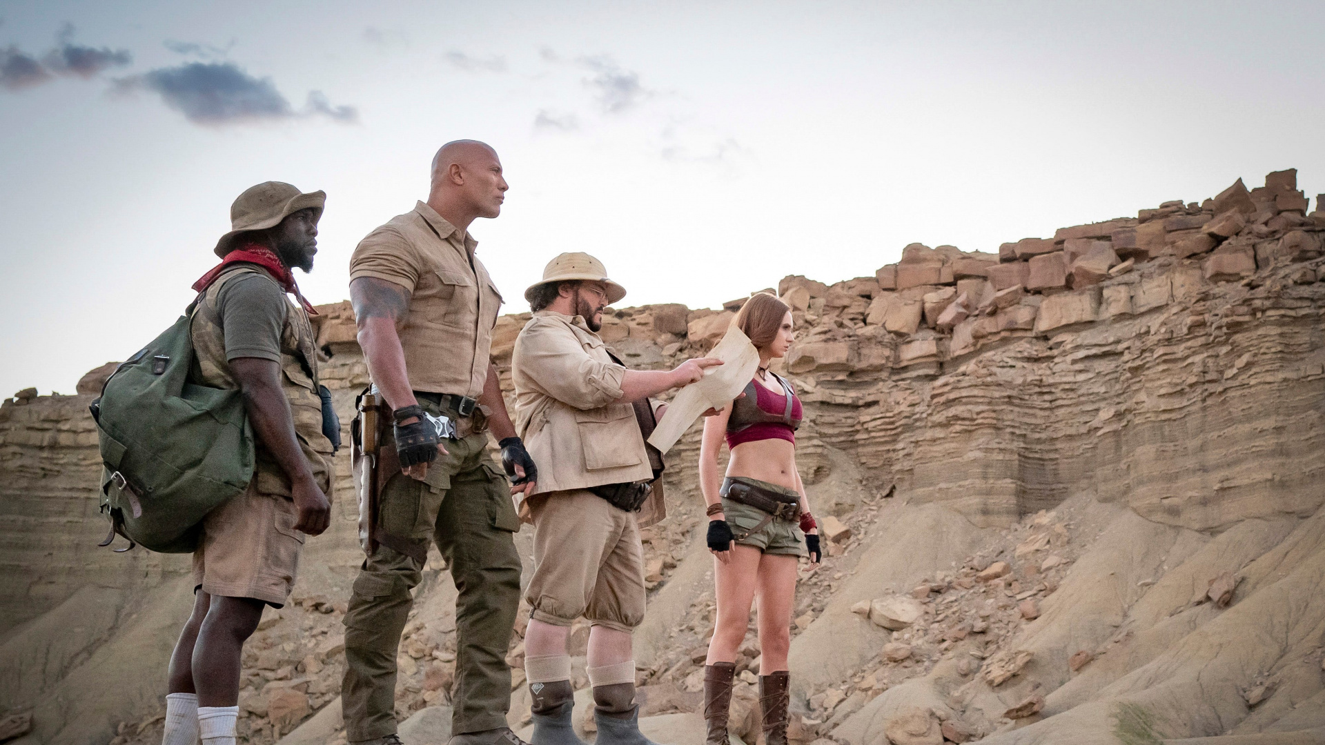 Обои Дуэйн Джонсон, Джуманджи следующий уровень, продолжение, фильм критика, телевидение в разрешении 1920x1080