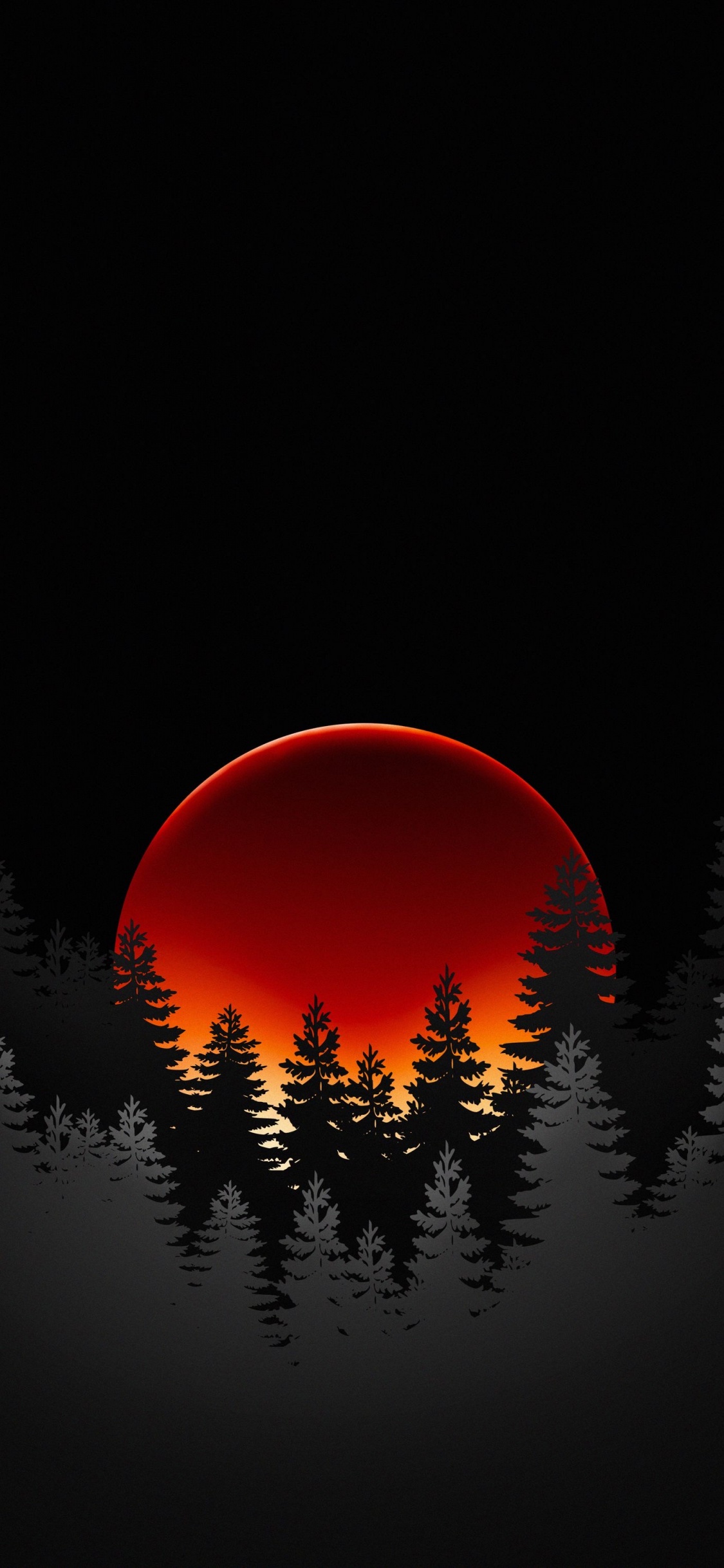 Обои атмосфера, окружающая среда, Оранжевый цвет, природный ландшафт, древесные растения в разрешении 1125x2436