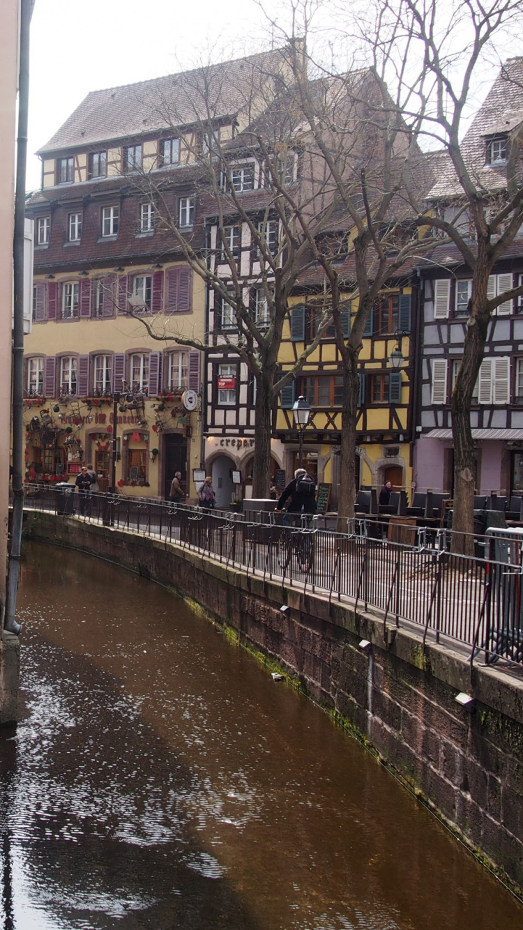 Обои Кольмар, канал, фасад, город, водный путь в разрешении 750x1334