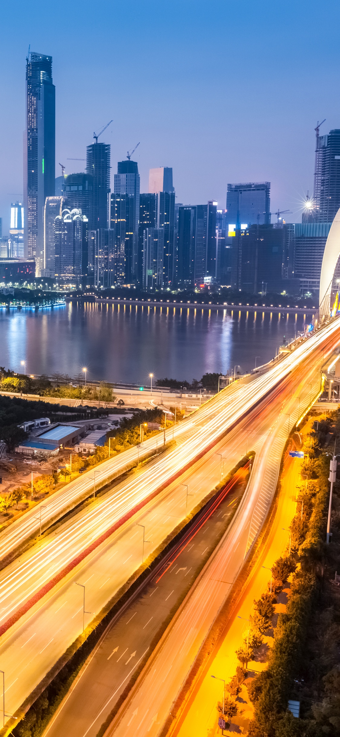 Обои жемчужная река, городской пейзаж, город, городской район, метрополия в разрешении 1125x2436