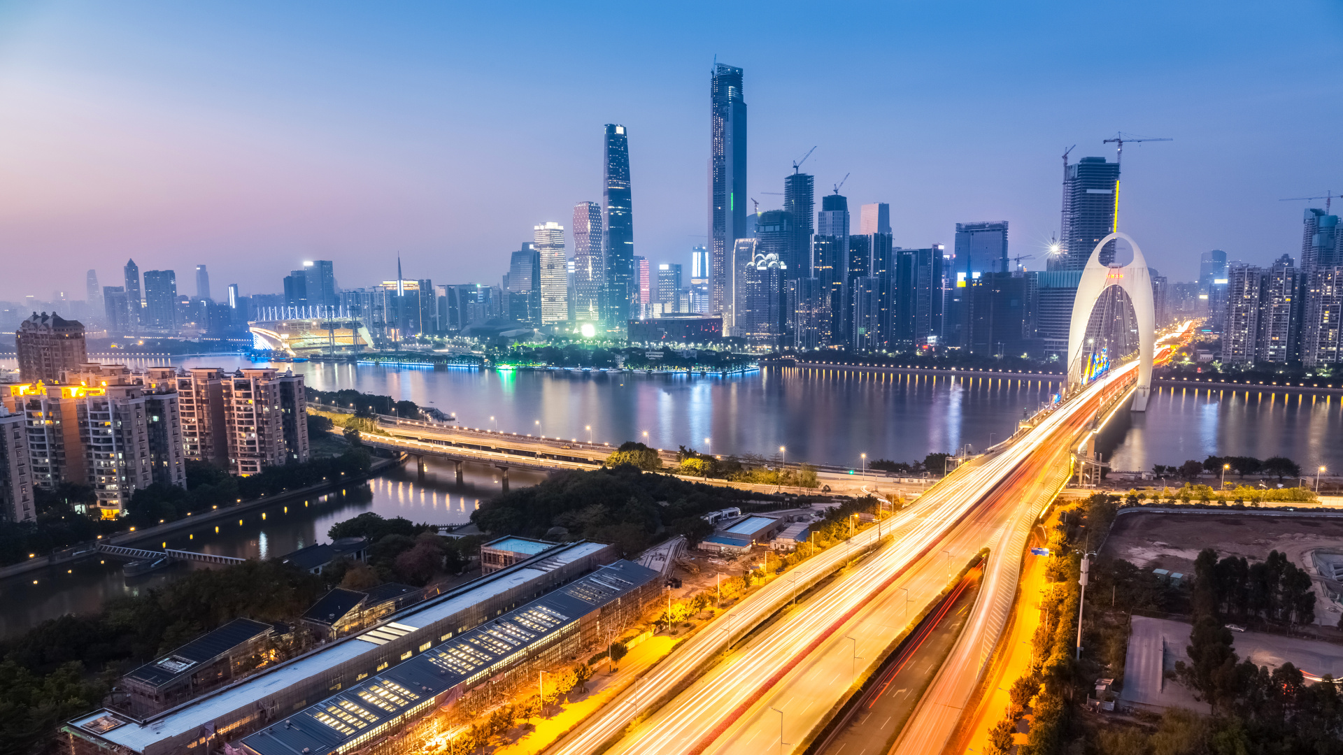 Обои жемчужная река, городской пейзаж, город, городской район, метрополия в разрешении 1920x1080
