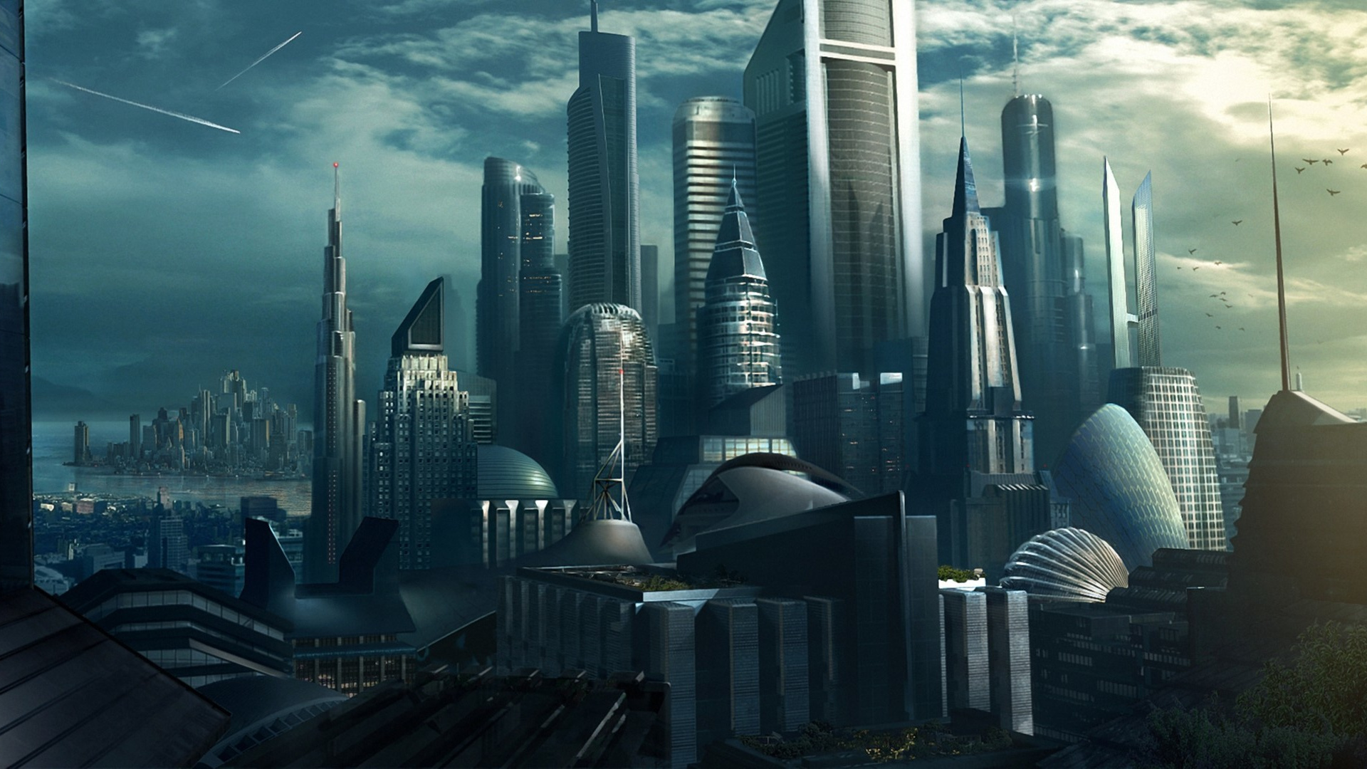 Обои арт, концепт арт, матовая покраска, живопись, метрополия в разрешении 1920x1080