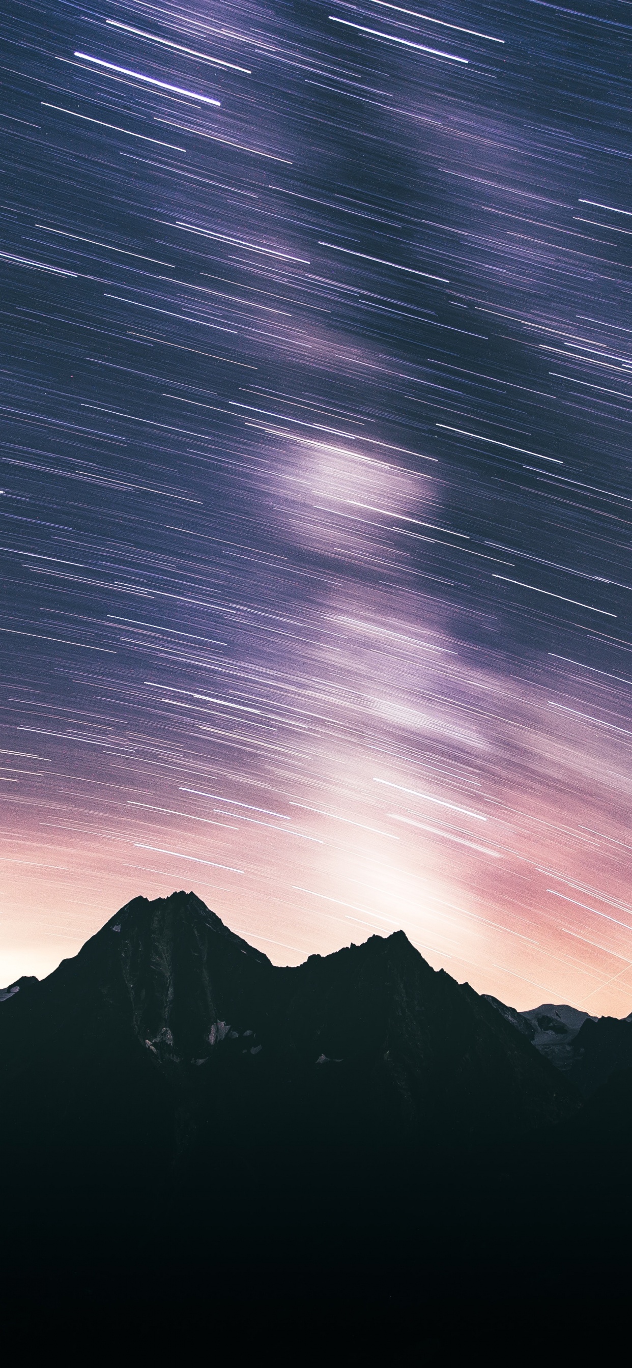 Обои ночь, горный рельеф, гора, атмосфера, горный хребет в разрешении 1242x2688