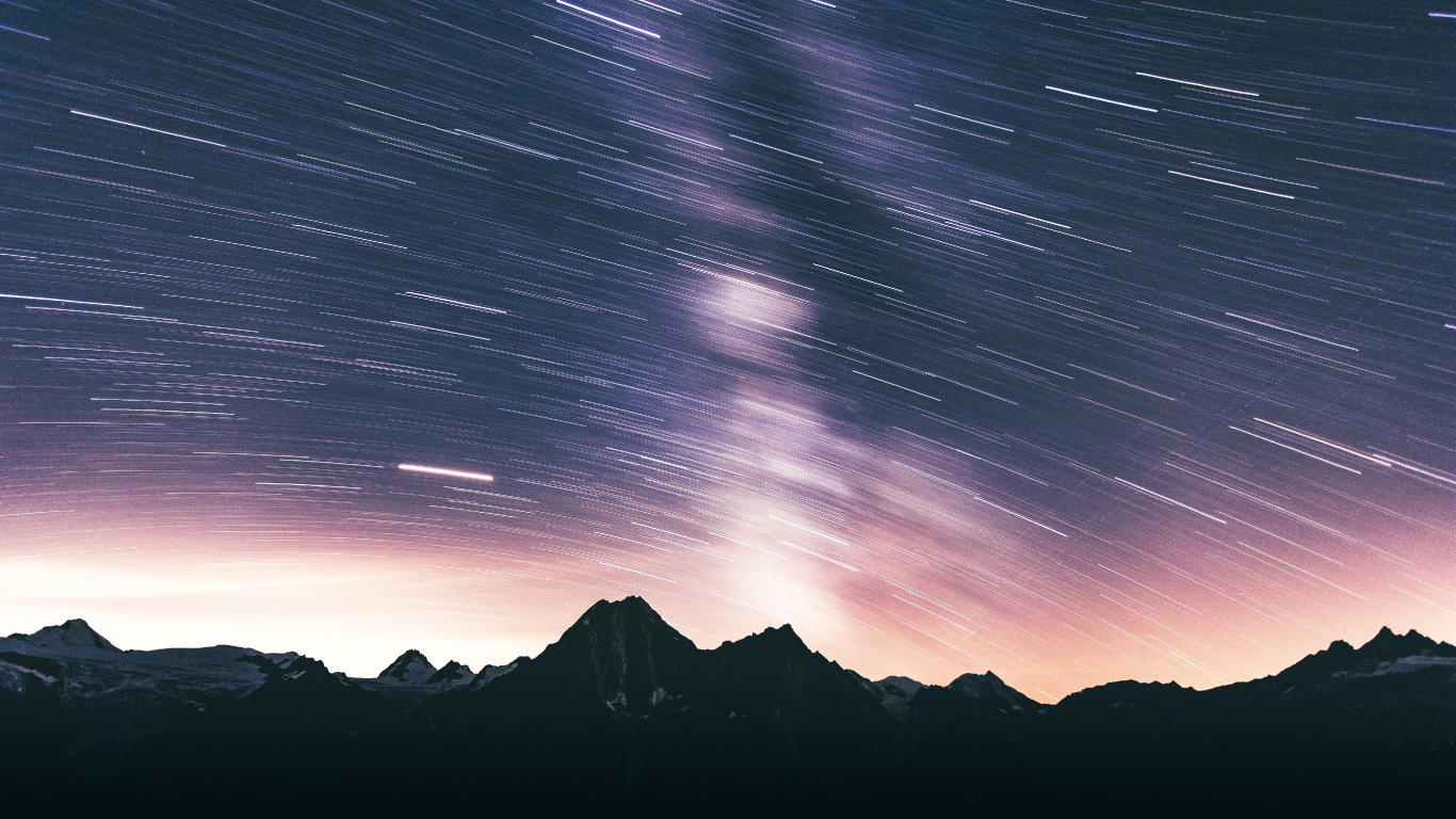 Обои ночь, горный рельеф, гора, атмосфера, горный хребет в разрешении 1366x768