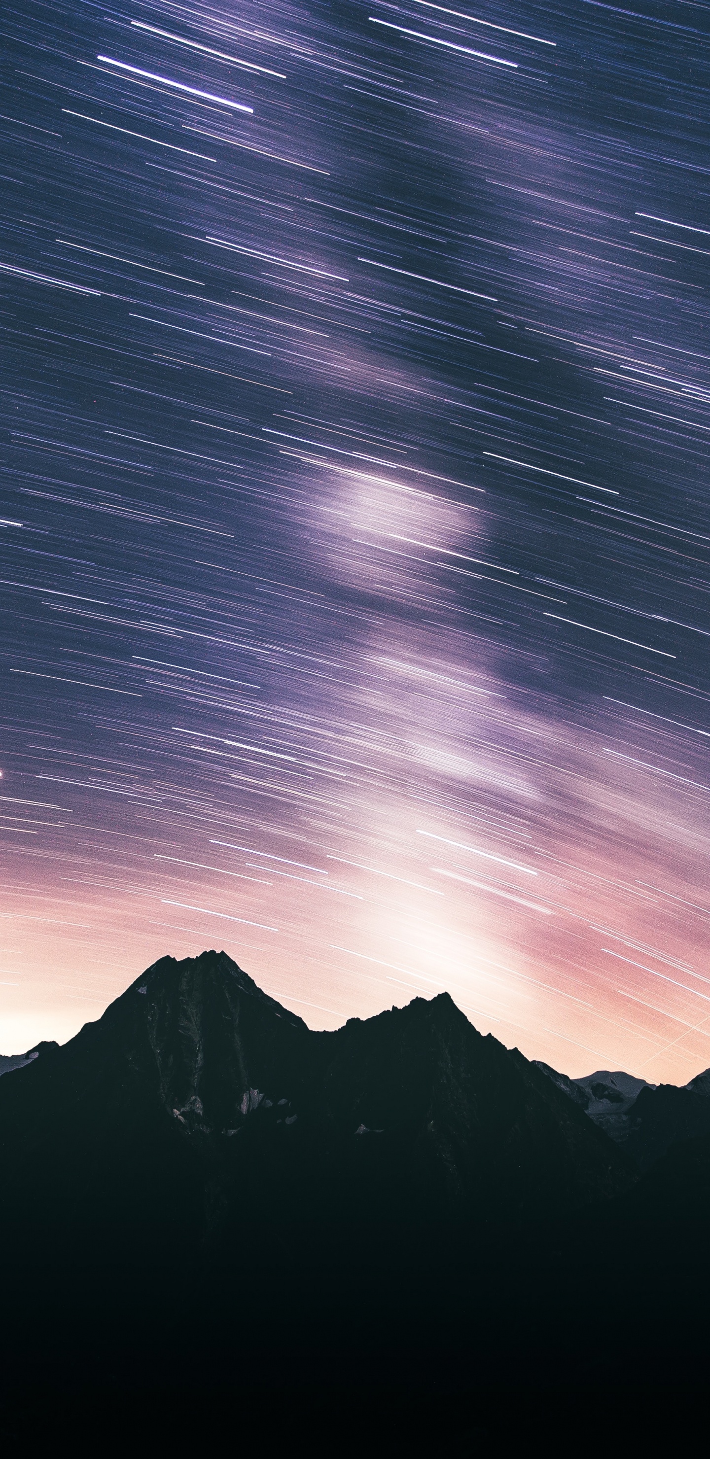 Обои ночь, горный рельеф, гора, атмосфера, горный хребет в разрешении 1440x2960