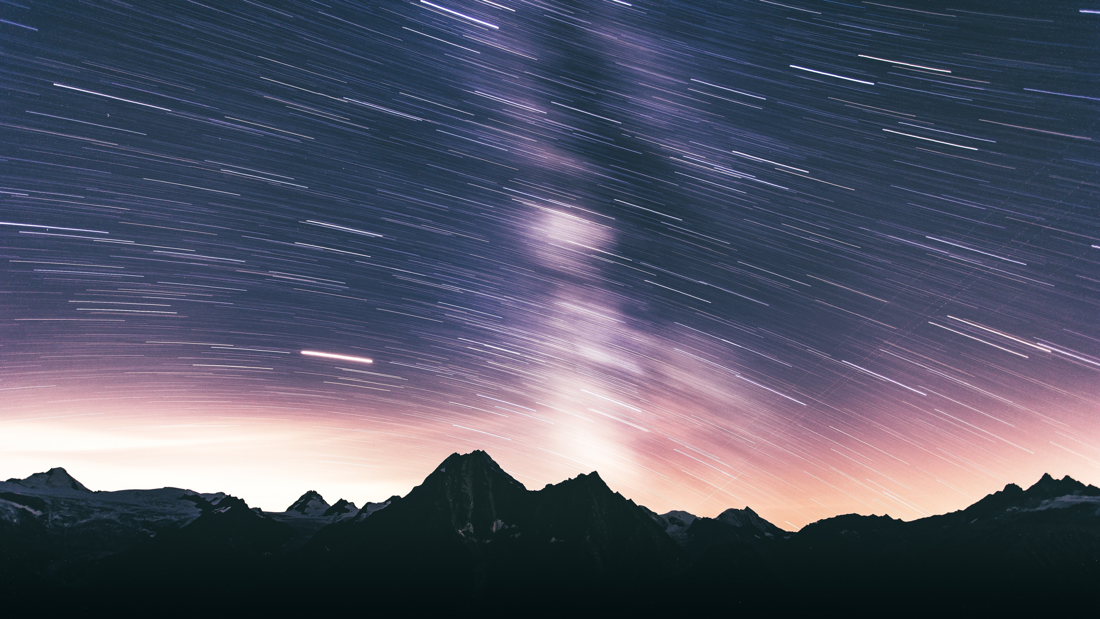 Обои ночь, горный рельеф, гора, атмосфера, горный хребет в разрешении 3840x2160