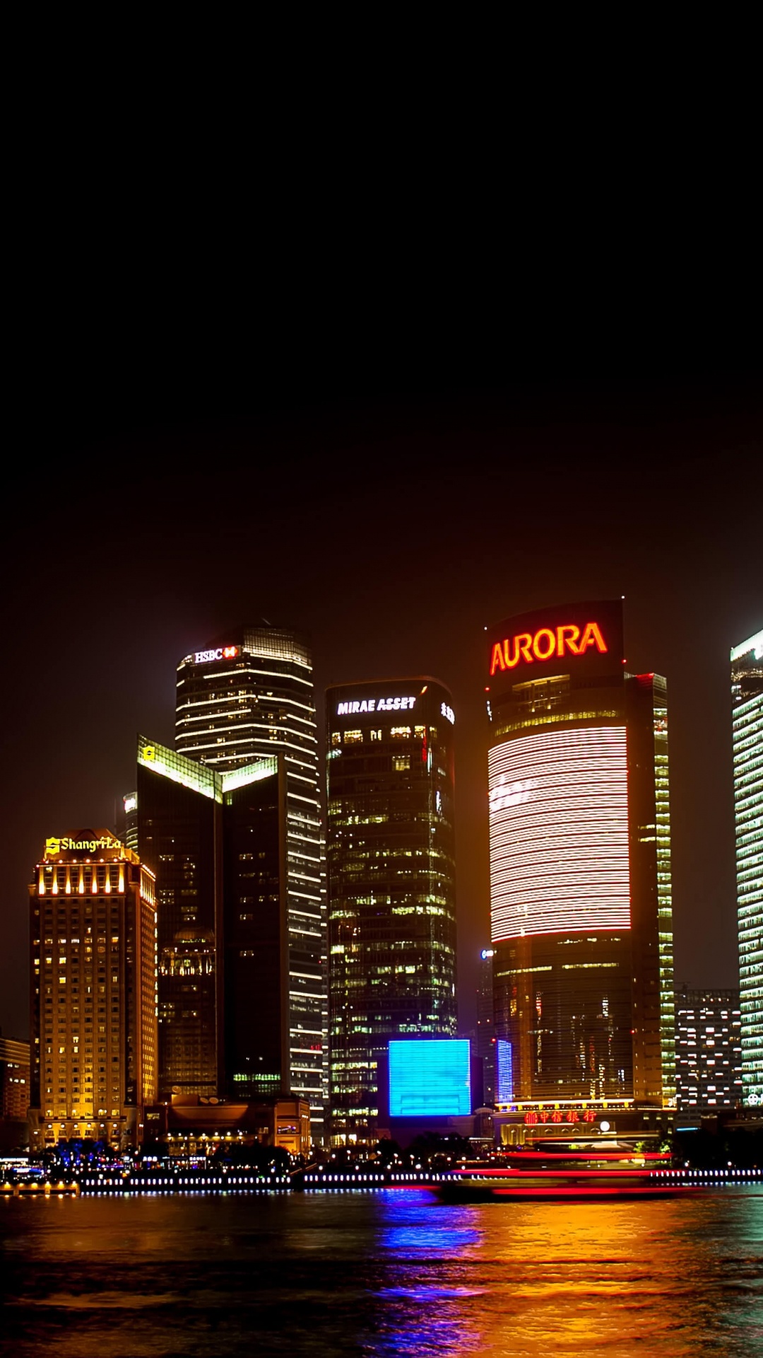 Обои линия горизонта, город, городской пейзаж, метрополия, ночь в разрешении 1080x1920