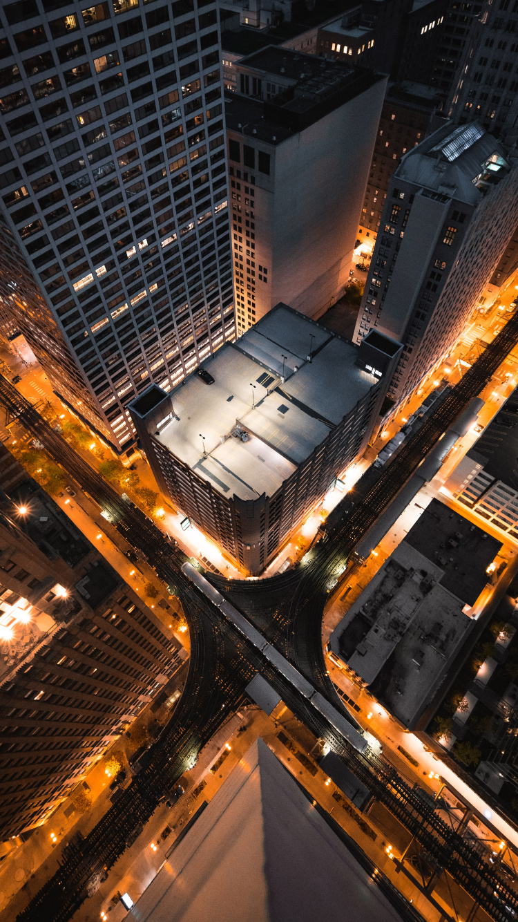 Обои метрополия, ночь, городской район, населенный пункт, город в разрешении 750x1334