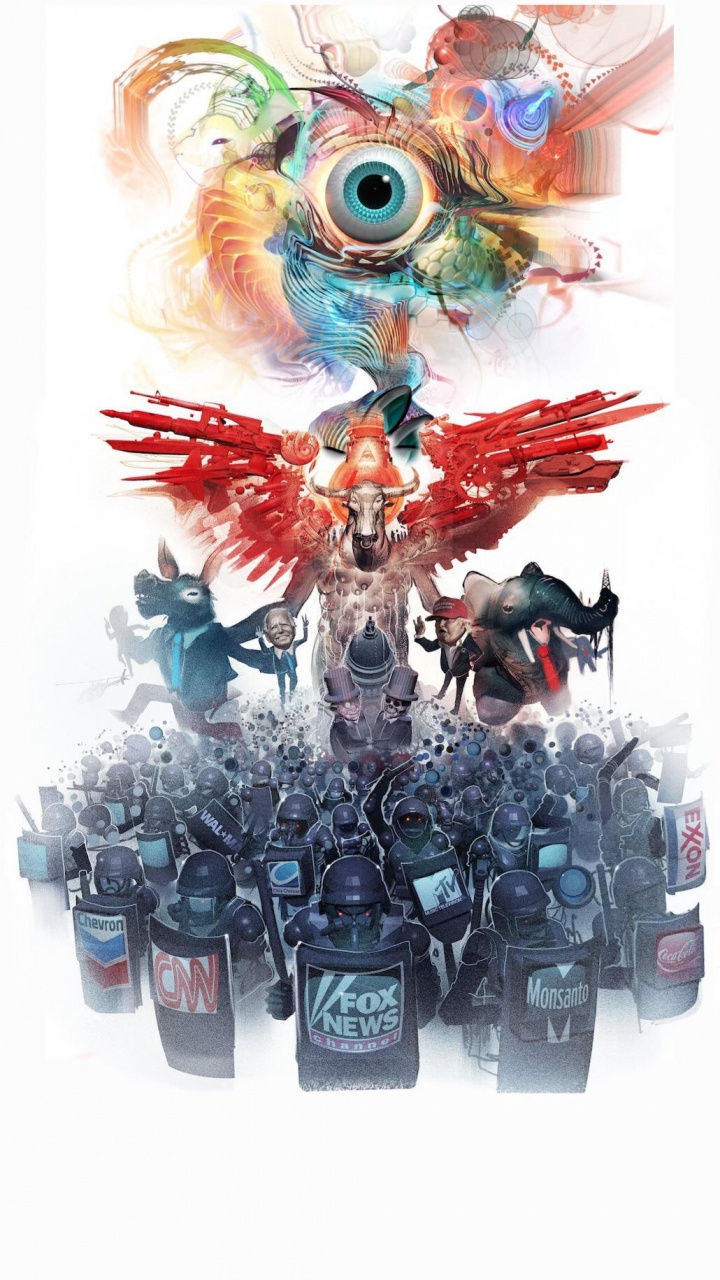 Обои зверь андроид джонс, артист, арт, жидкий, красный цвет в разрешении 720x1280