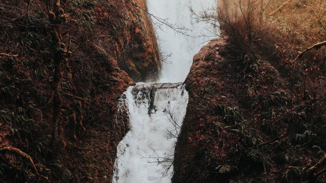 Обои водопад, водоем, вода, гидроресурсы, природа в разрешении 1280x720