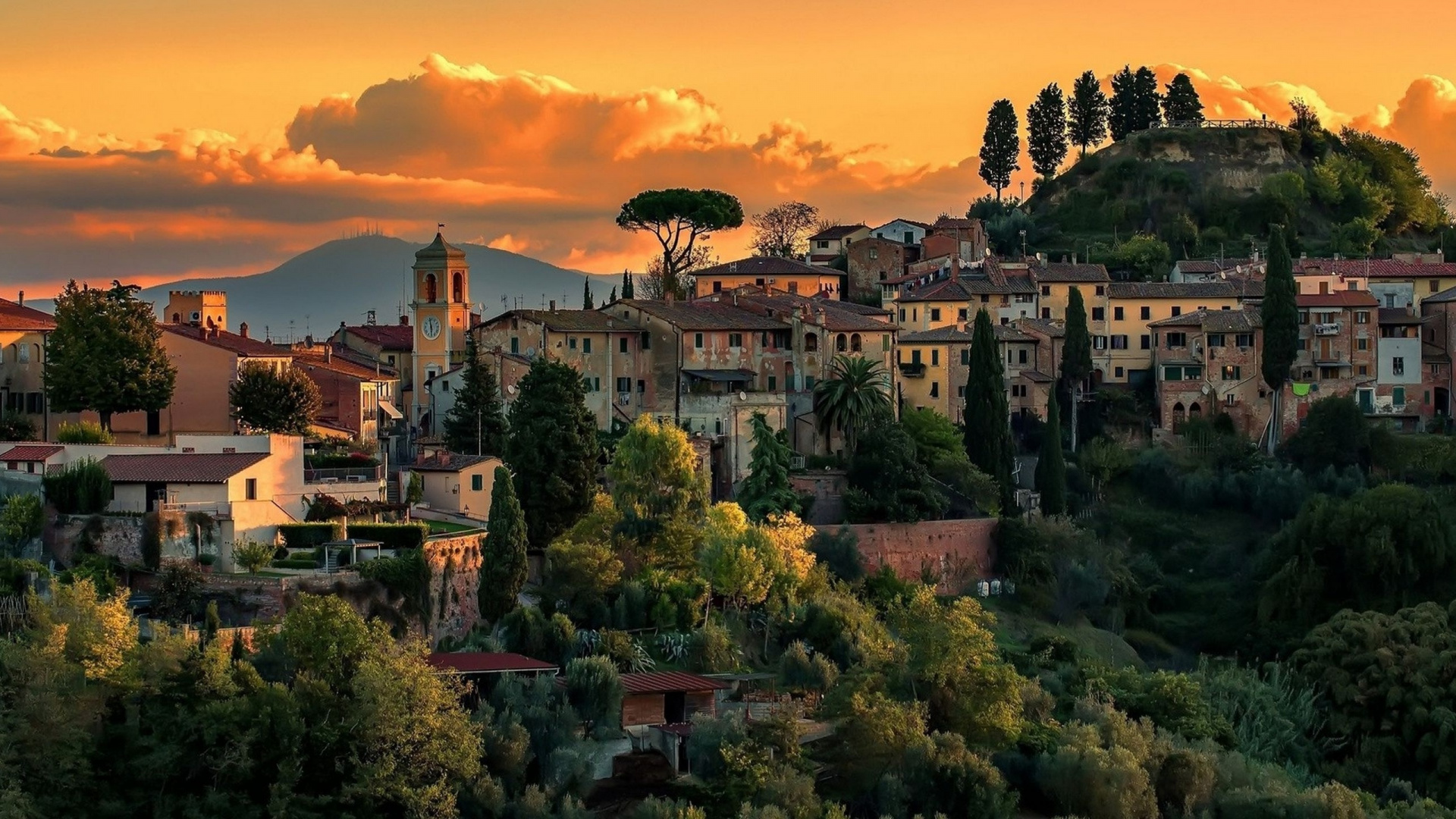 Обои городок, город, городской пейзаж, вечер, городской район в разрешении 1920x1080