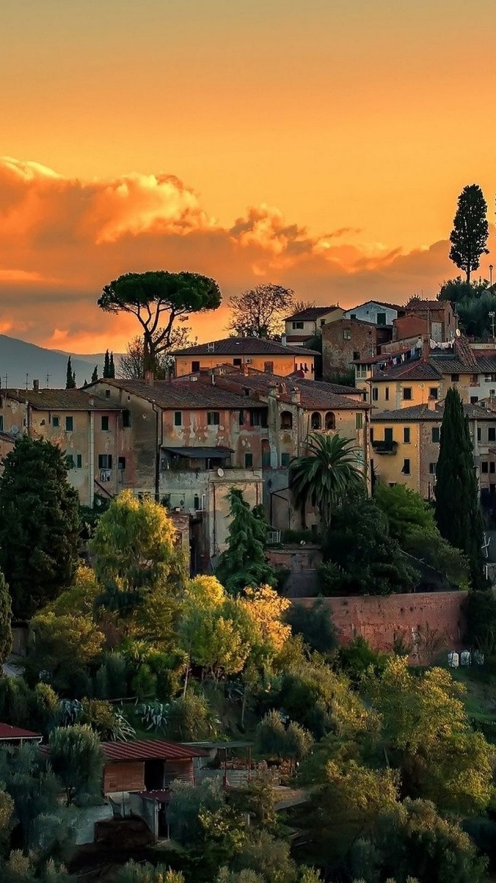 Обои городок, город, городской пейзаж, вечер, городской район в разрешении 720x1280