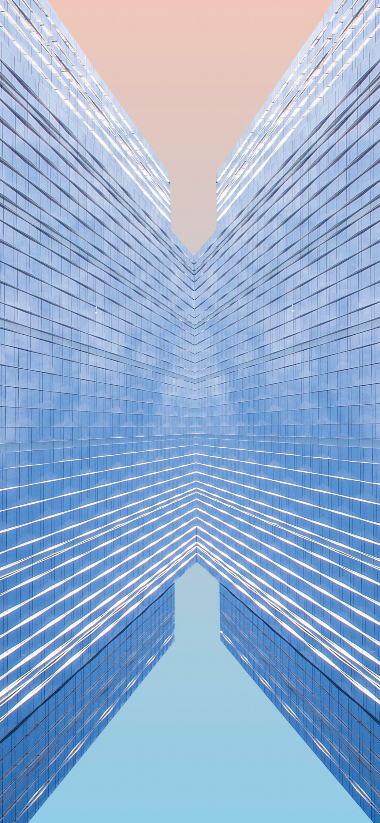 Обои синий, симметрия, архитектура, узор, небо в разрешении 1242x2688