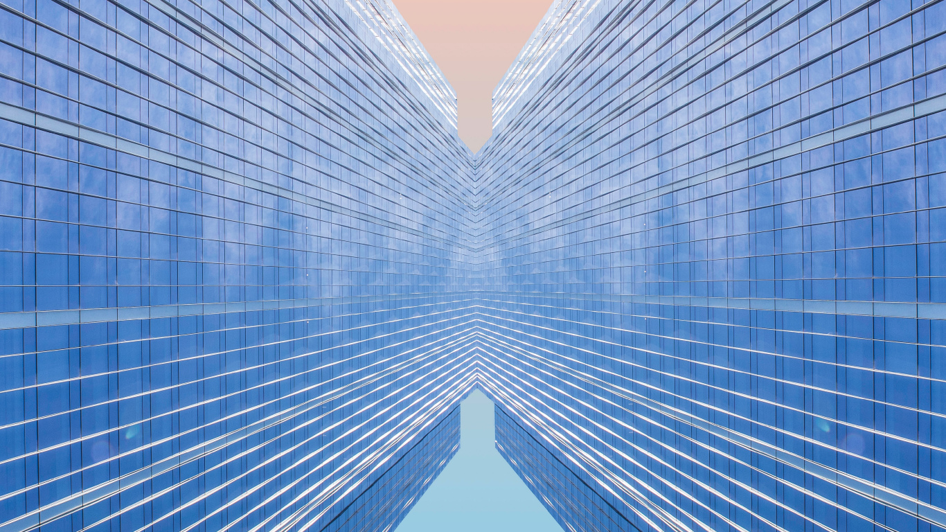 Обои синий, симметрия, архитектура, узор, небо в разрешении 1366x768