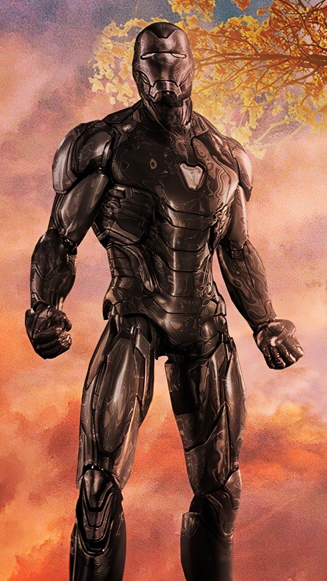 Обои облако, мультфильм, дерево, арт, живопись в разрешении 1080x1920