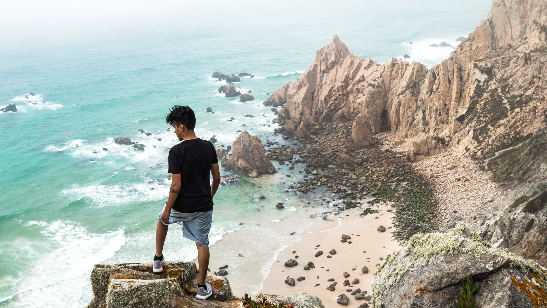 Обои побережье, море, прибрежные и океанические рельефы, берег, обрыв в разрешении 1920x1080