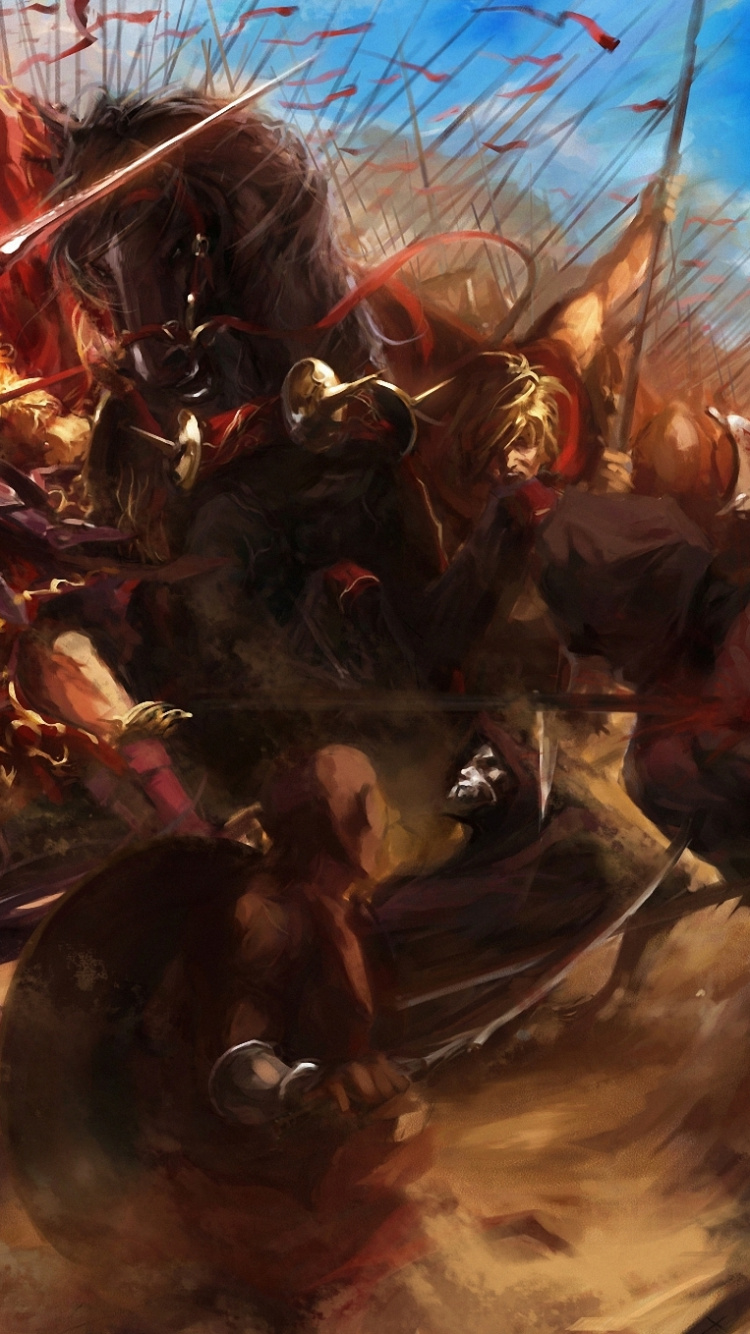 Обои Fate Zero, всадник, сабля, Гильгамеш, демон в разрешении 750x1334