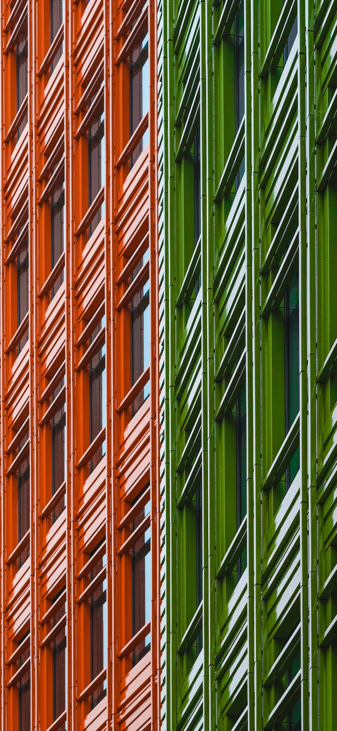 Обои фасад, окно, здание, архитектура, зеленый в разрешении 1125x2436