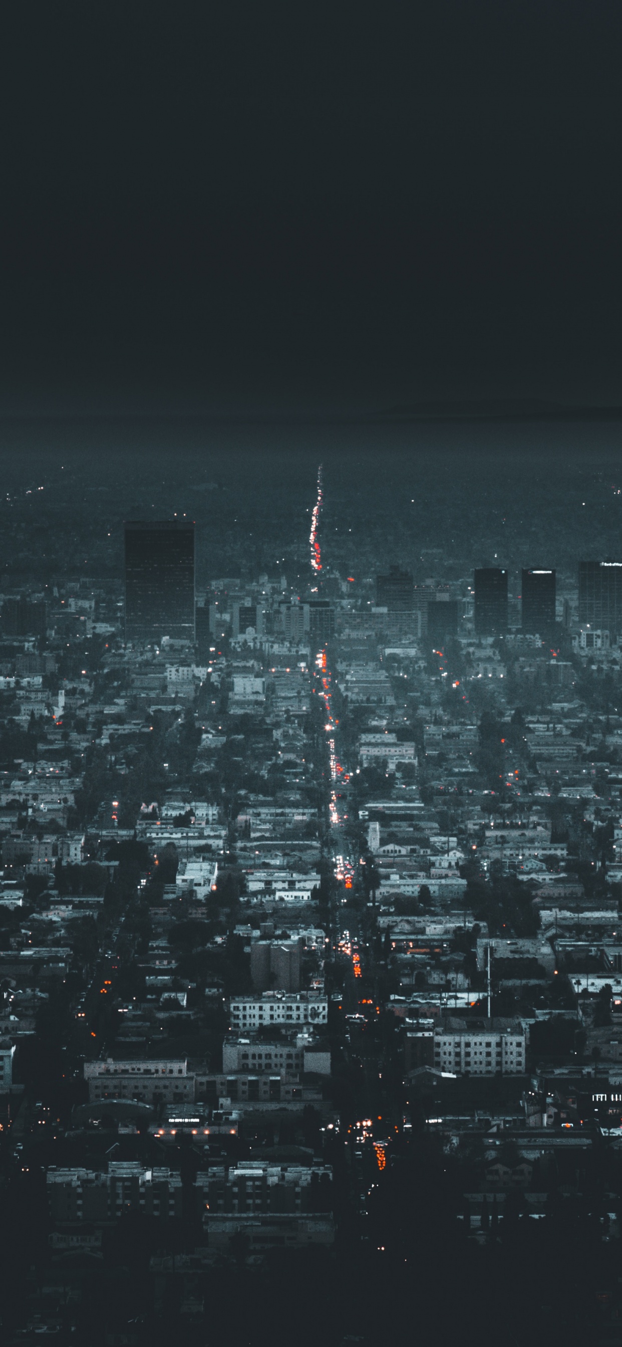 Обои Лос-Анджелес, городской район, ночь, город, городской пейзаж в разрешении 1242x2688