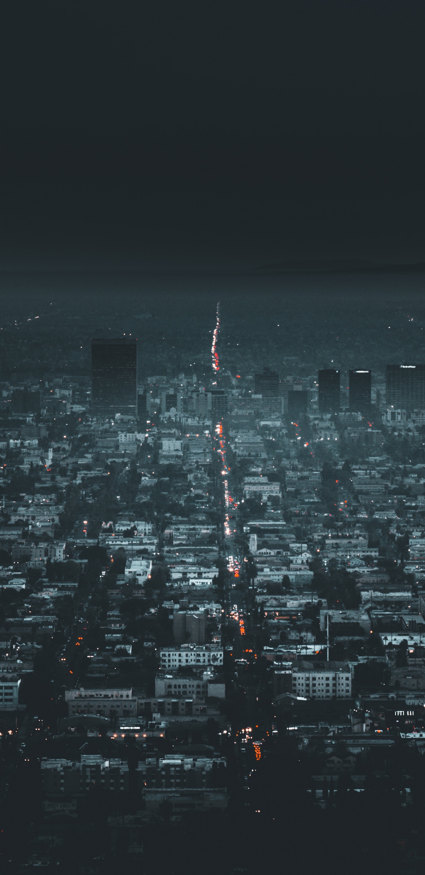 Обои Лос-Анджелес, городской район, ночь, город, городской пейзаж в разрешении 1440x2960