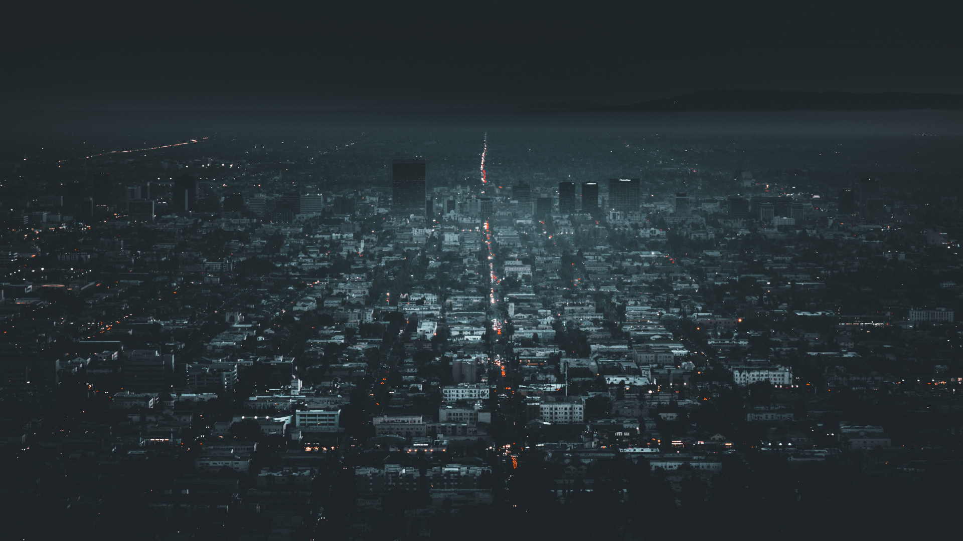 Обои Лос-Анджелес, городской район, ночь, город, городской пейзаж в разрешении 1920x1080