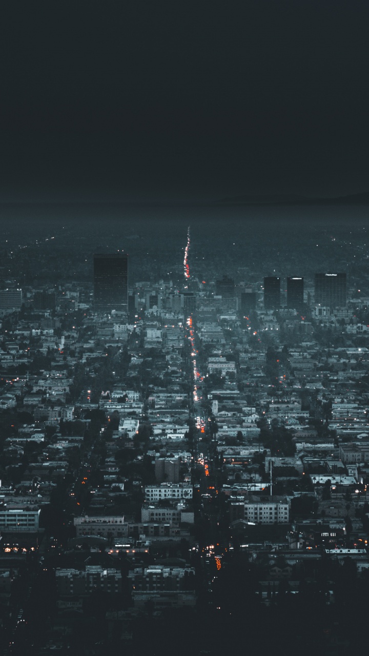 Обои Лос-Анджелес, городской район, ночь, город, городской пейзаж в разрешении 720x1280