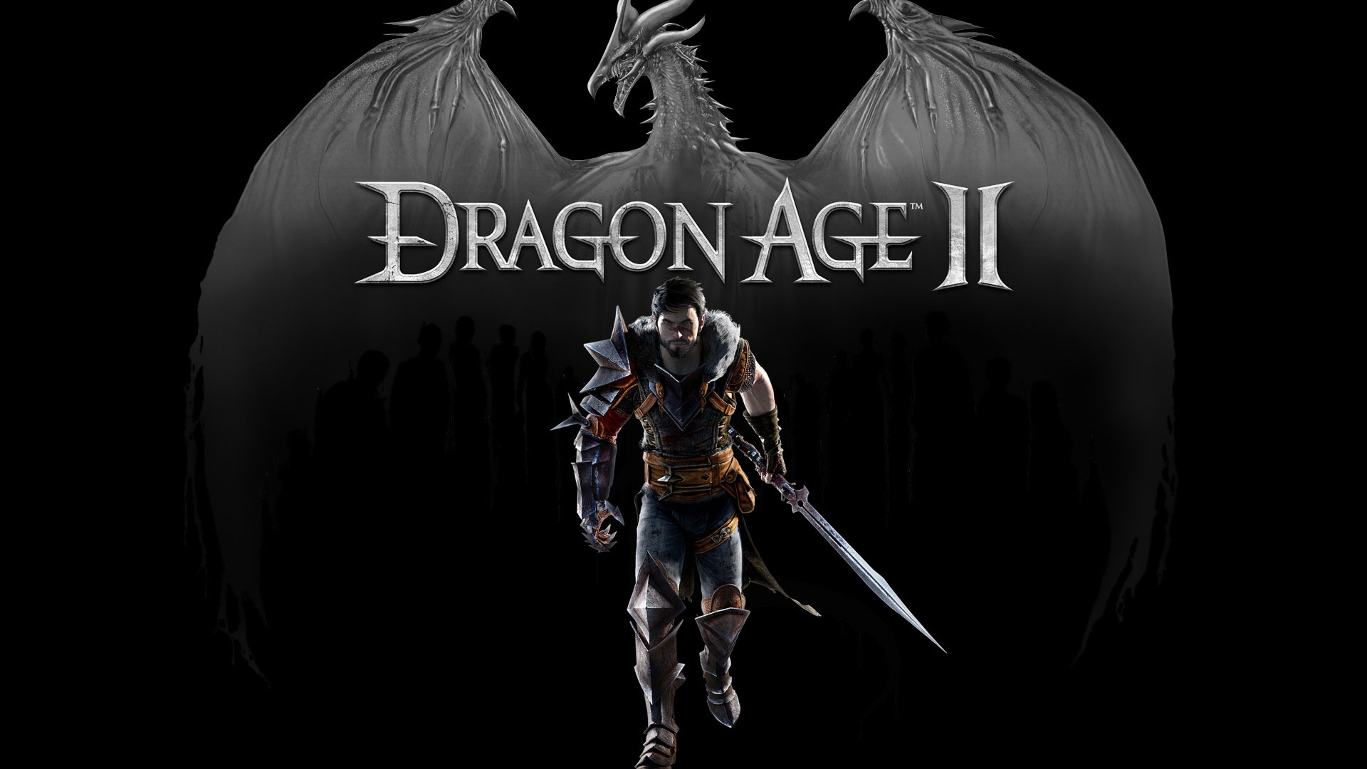 Обои мрак, воин, дракон, сверхъестественное существо, меч в разрешении 1920x1080