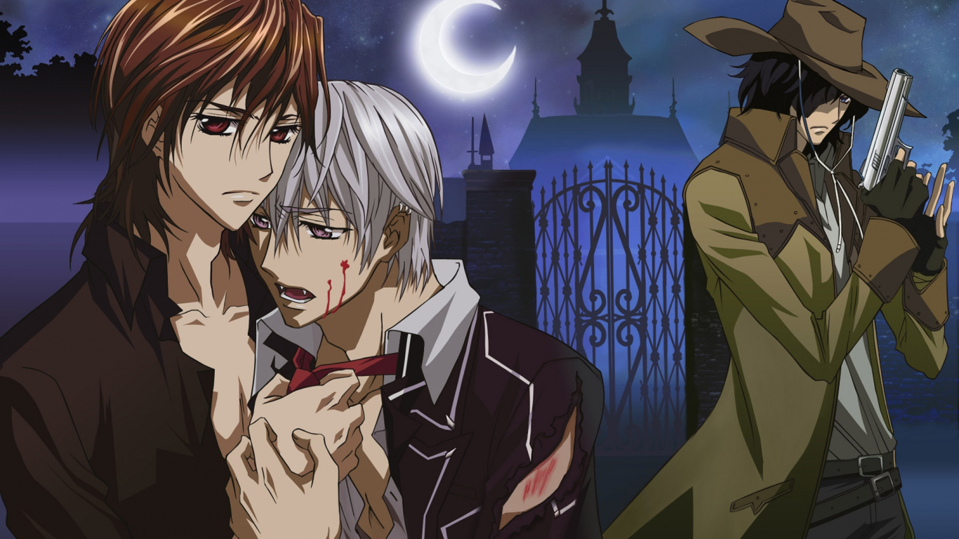 Обои Зеро кирю, канаме куран, Юки кросс, рыцарь вампир, вампир в разрешении 1366x768