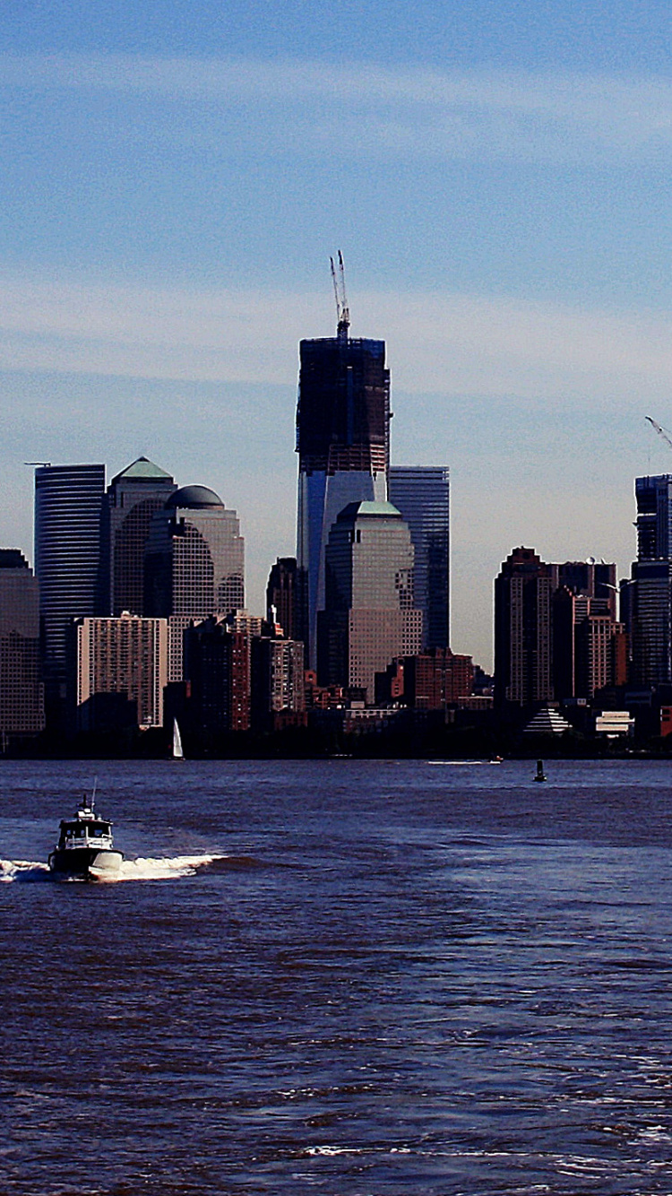 Обои Нью-Йорк, небоскреб, город, линия горизонта, городской пейзаж в разрешении 750x1334