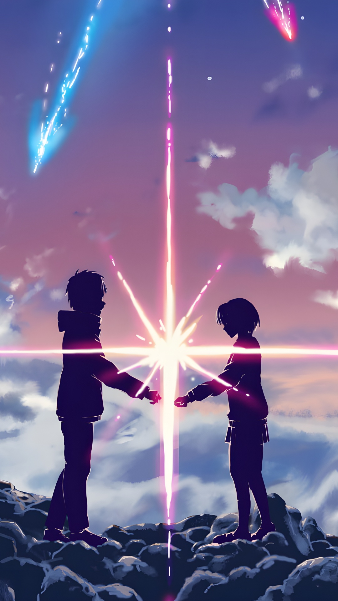 Обои ваше имя ПК, Miyamizu Mitsuha, Таки Тачибана, мультик в разрешении 1080x1920