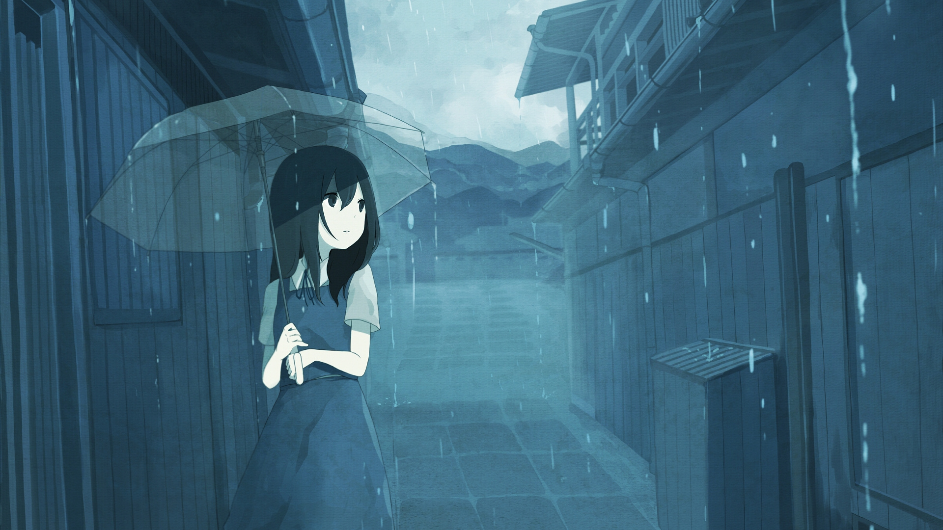 Обои аниме, снимок, любовь, печаль, небо в разрешении 1920x1080