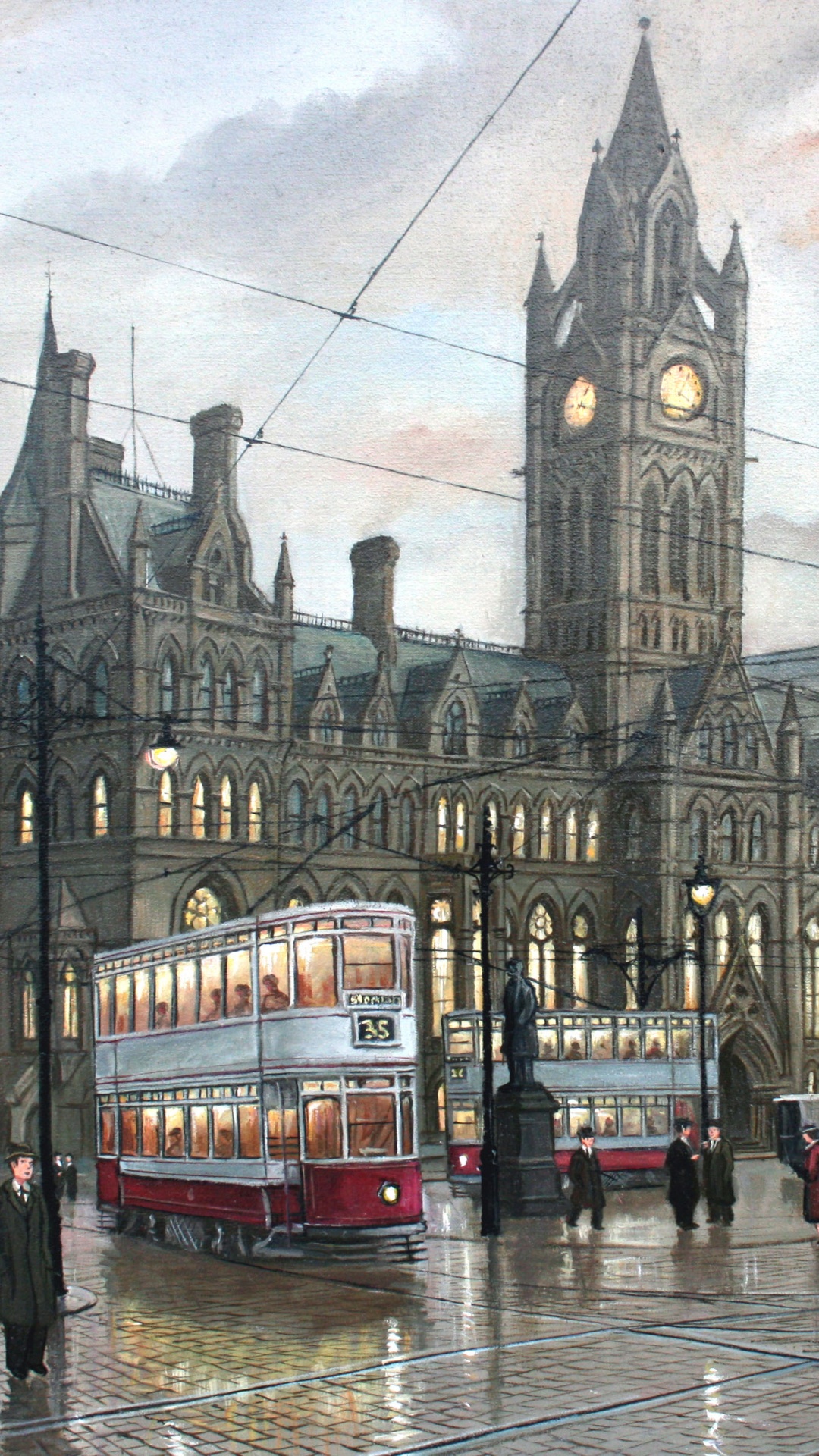 Обои Площади Альберт-Манчестер, живопись, Площадь Альберта, артист, арт в разрешении 1080x1920