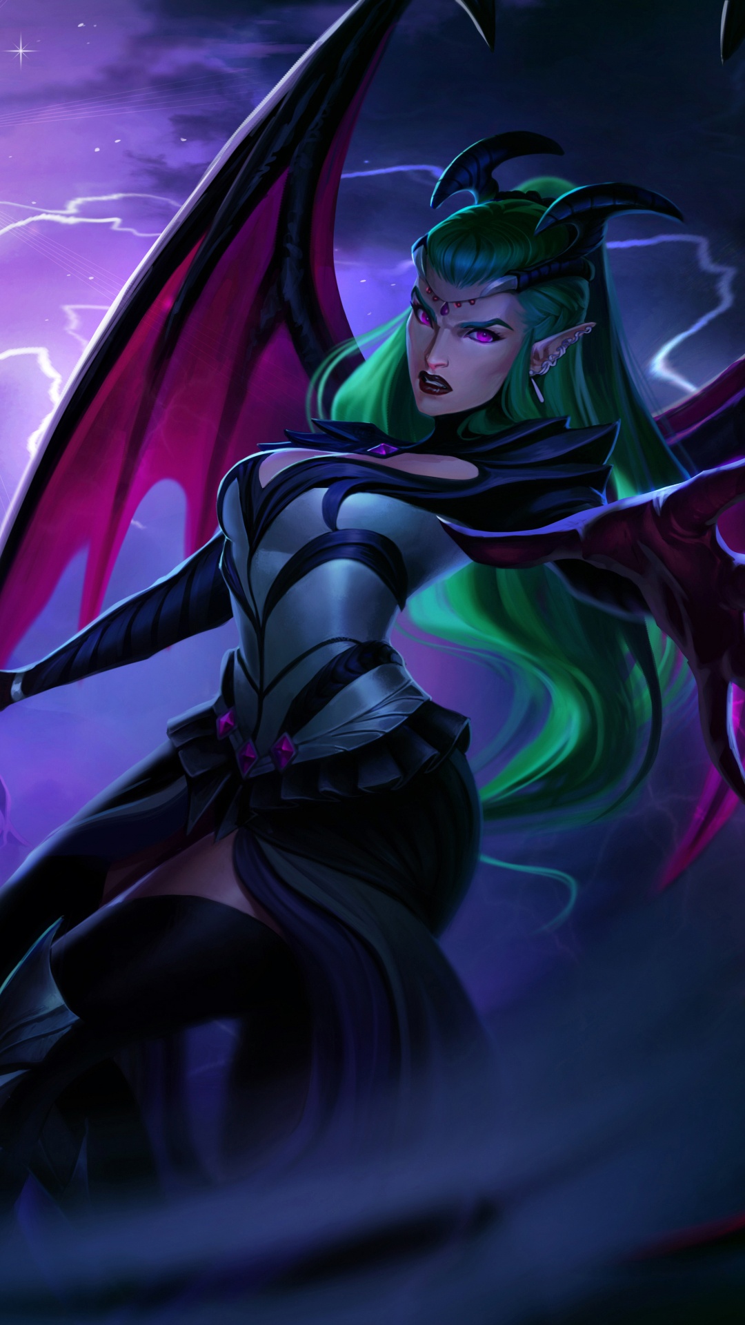 Обои Лига легенд, иллюстрация, темнота, демон, арт в разрешении 1080x1920