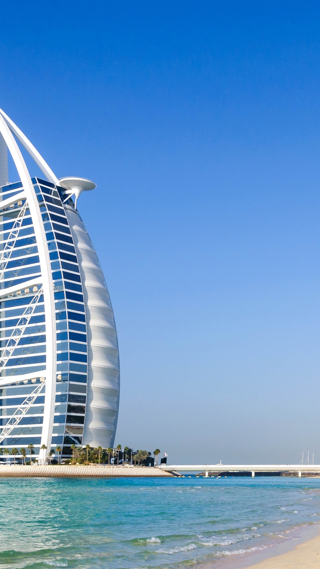 Обои Бурдж Аль араб, пляж Джумейра, ориентир, дневное время, вышка в разрешении 1080x1920