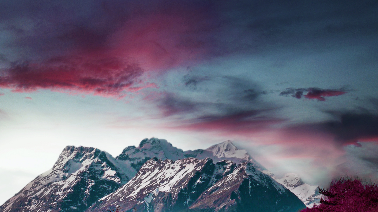 Обои гора, природа, облако, атмосфера, растение в разрешении 1280x720