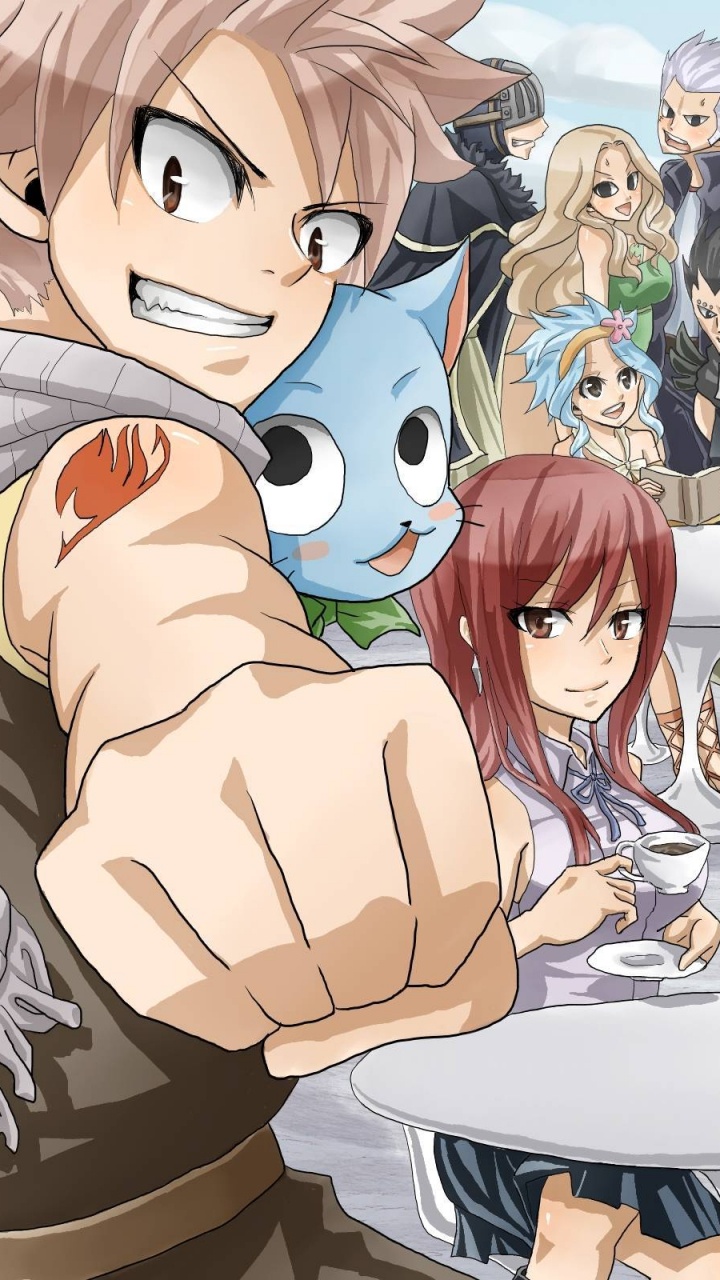 Обои Нацу Драгнил, эрза Скарлет, фейри Тейл, Juvia Lockser, Манга в разрешении 720x1280