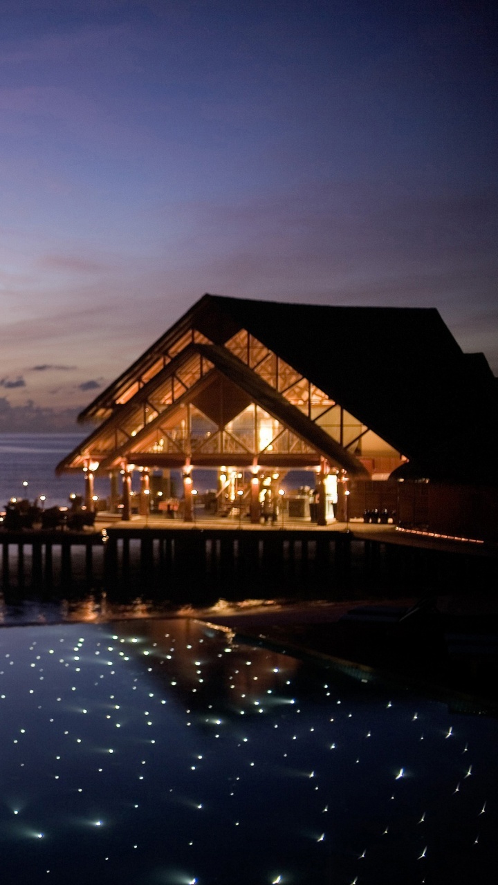 Обои прибежище, вилла, спа, горизонт, вода в разрешении 720x1280