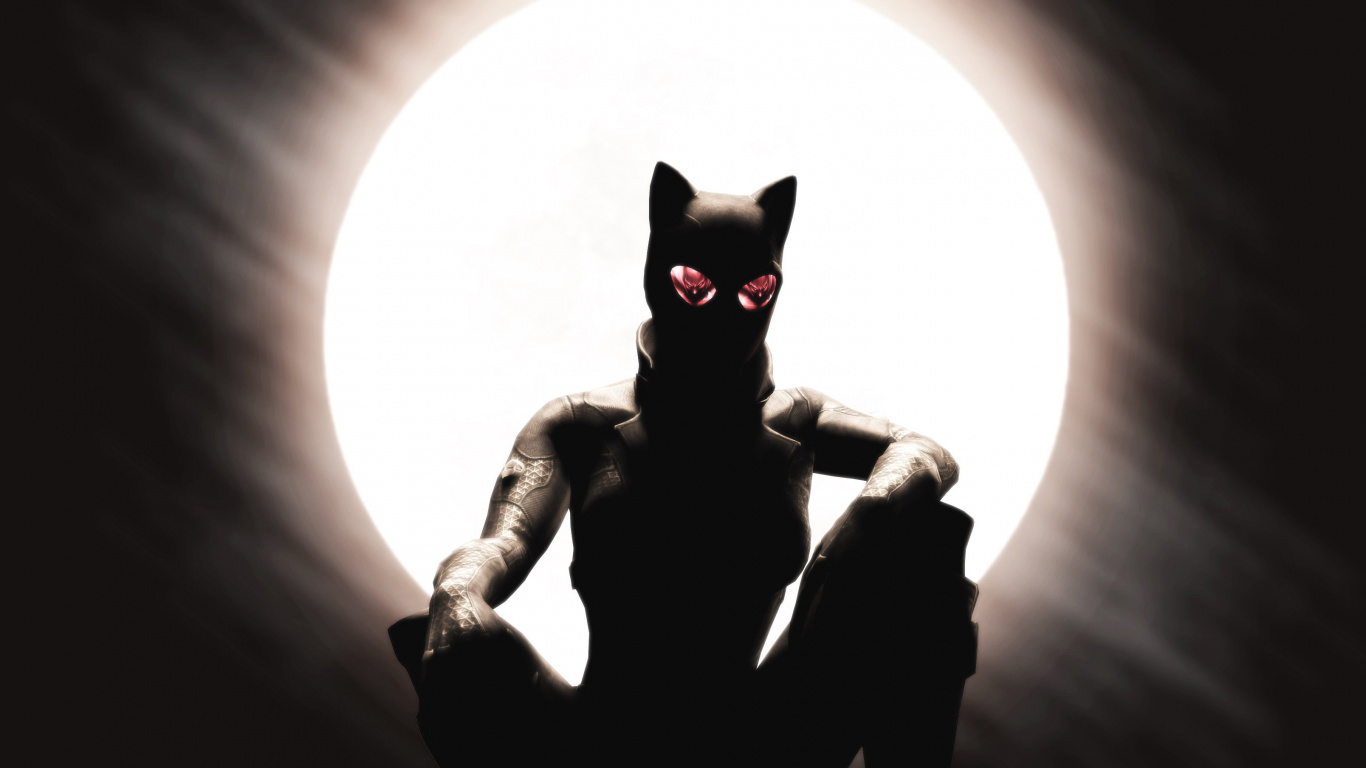Обои женщина кошка, Бэтмен, кот, комиксы, арт в разрешении 1366x768