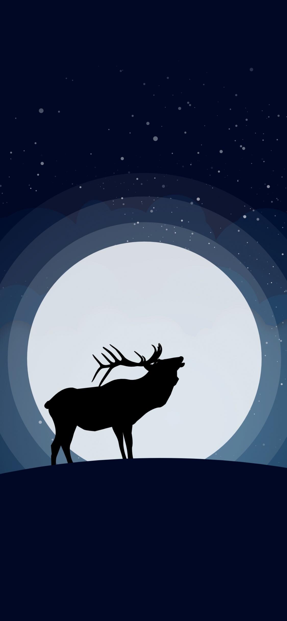 Обои Северный олень, сонник, ночное небо, живая природа, олень в разрешении 1125x2436