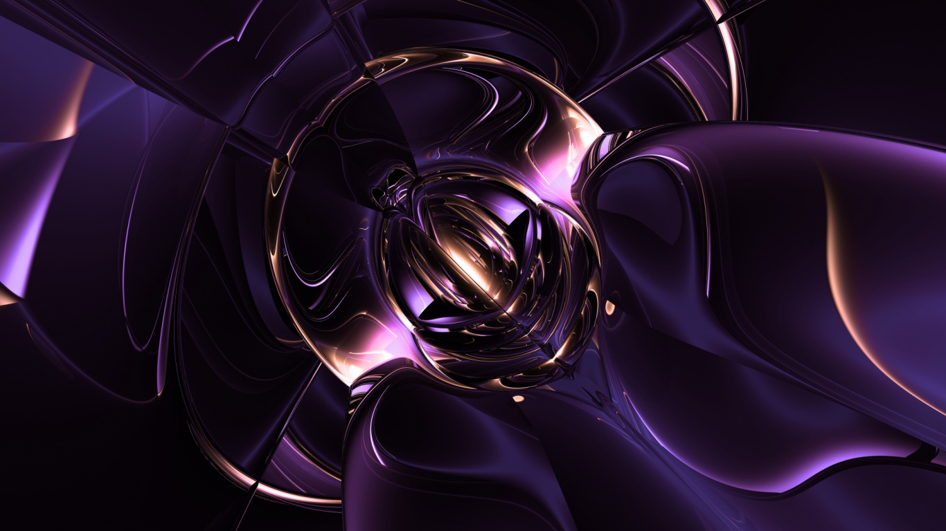 Обои пурпур, фрактальное искусство, Фиолетовый, свет, тьма в разрешении 1366x768