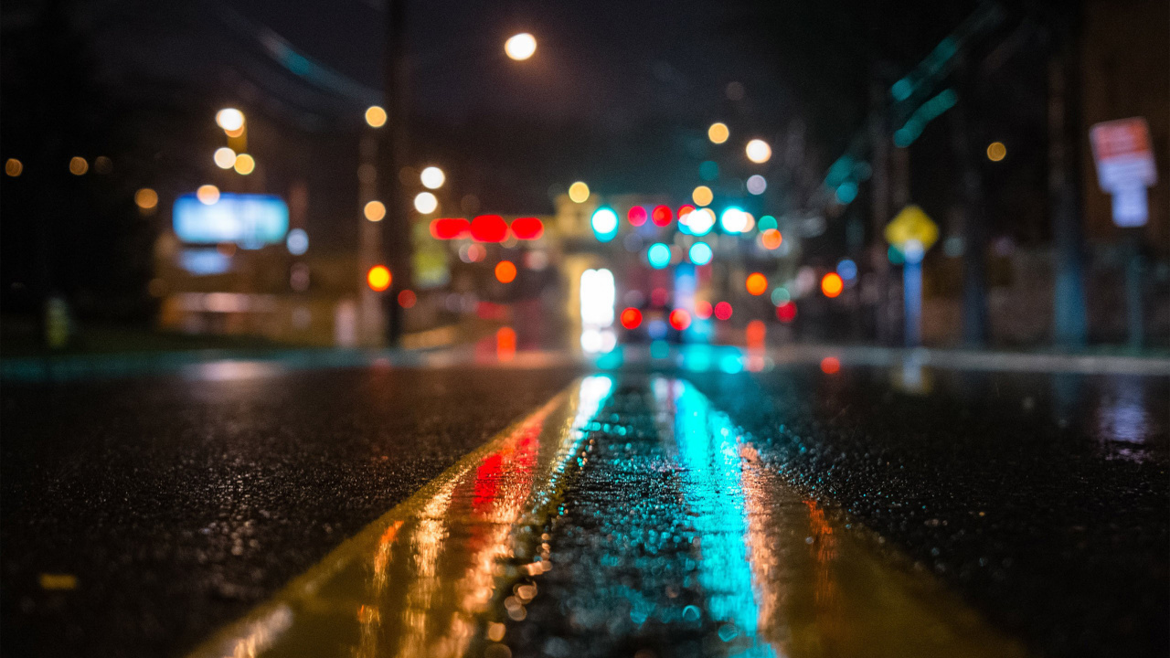 Обои ночь, вода, свет, городской район, дождь в разрешении 1280x720